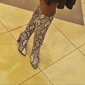 Snakeskin Mid Thigh Boots